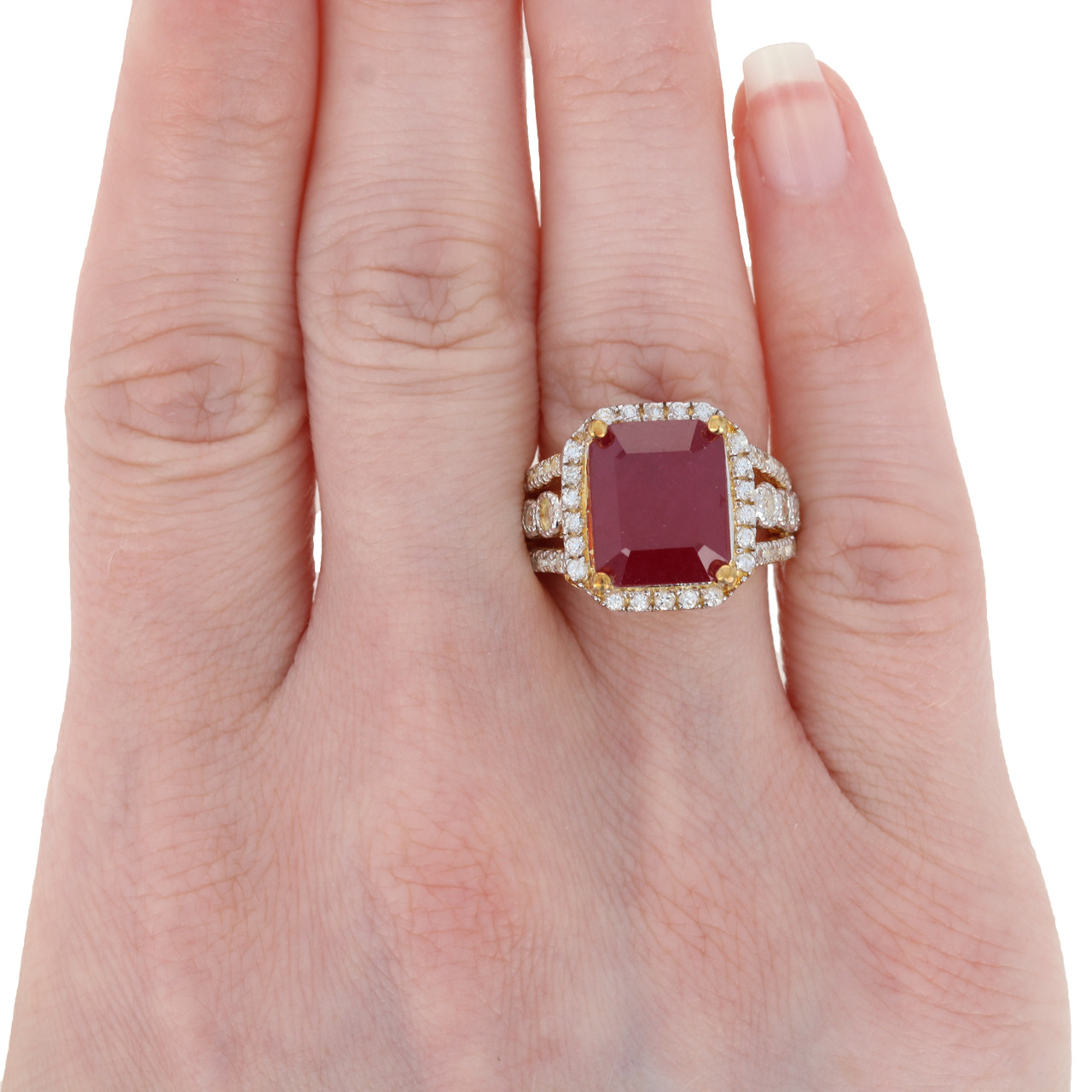 Sterling Lead Glass Filled Ruby & Zircon Ring 925 Gold Plated 8.95