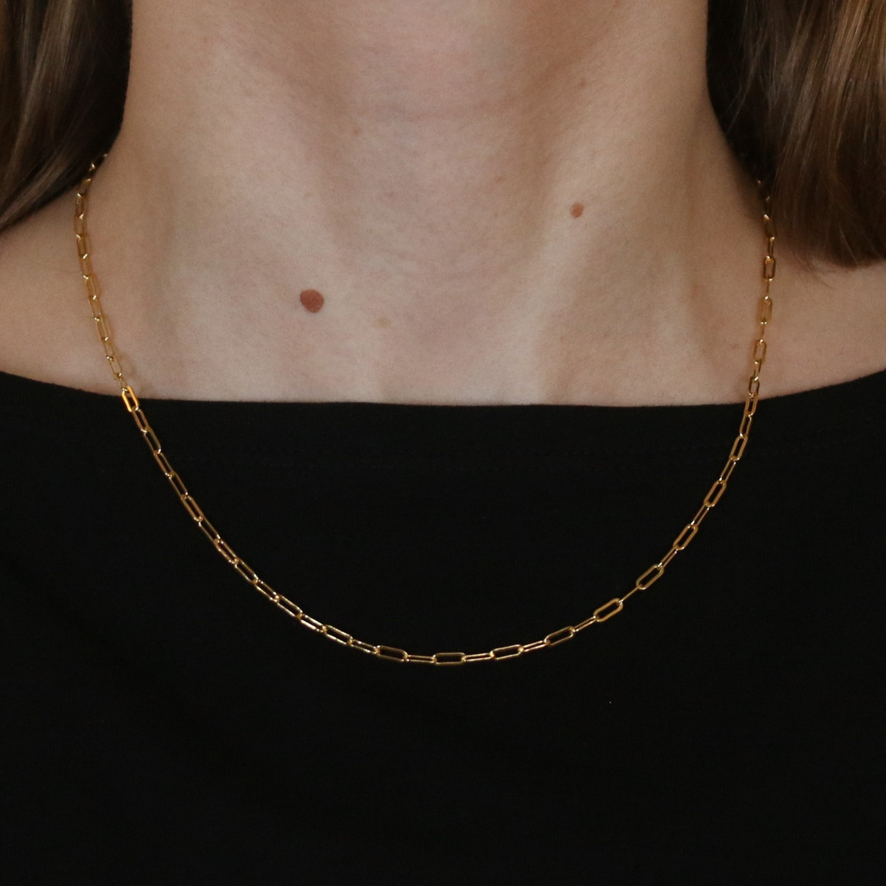 14K Gold Extra Large Paper Clip Chain Necklace 14K Yellow Gold / 20 +$180