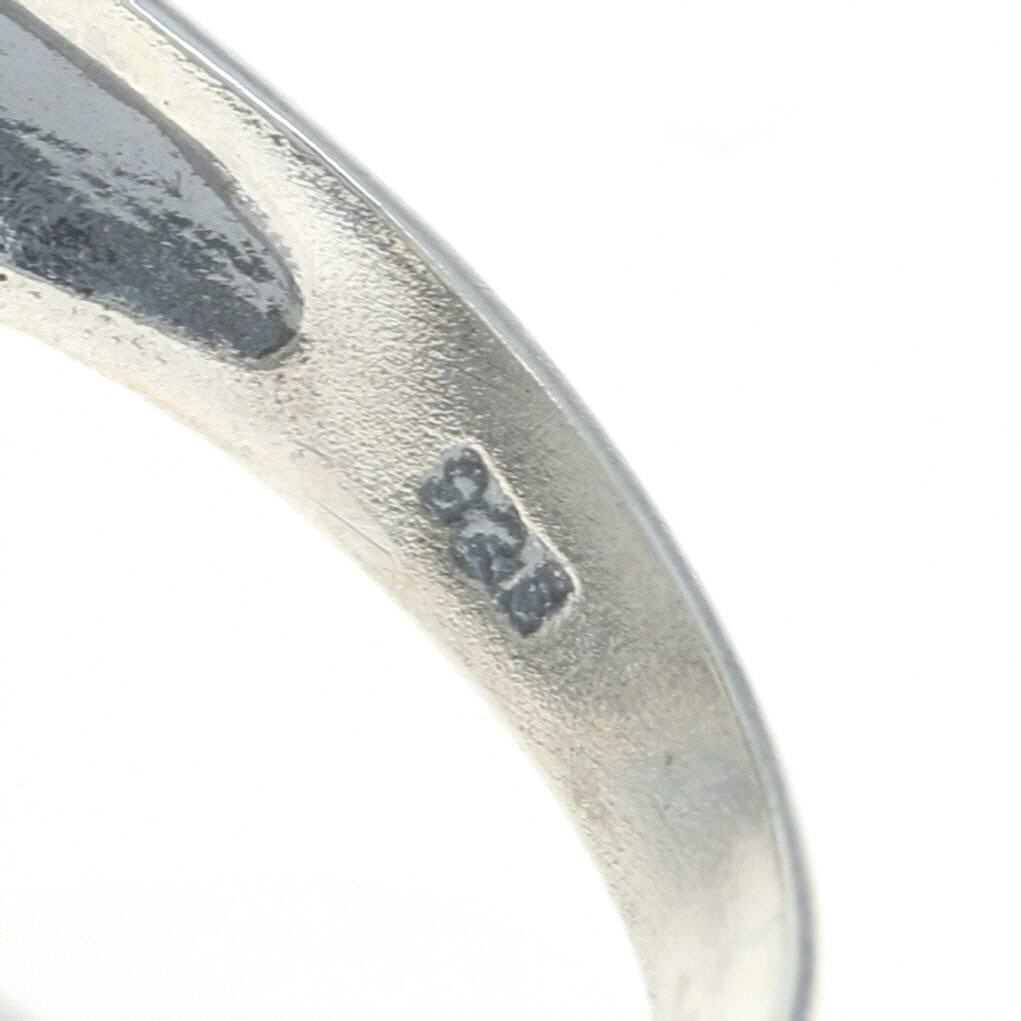 Sterling Silver Sapphire & Camphor Glass Ring - 925 Filigree