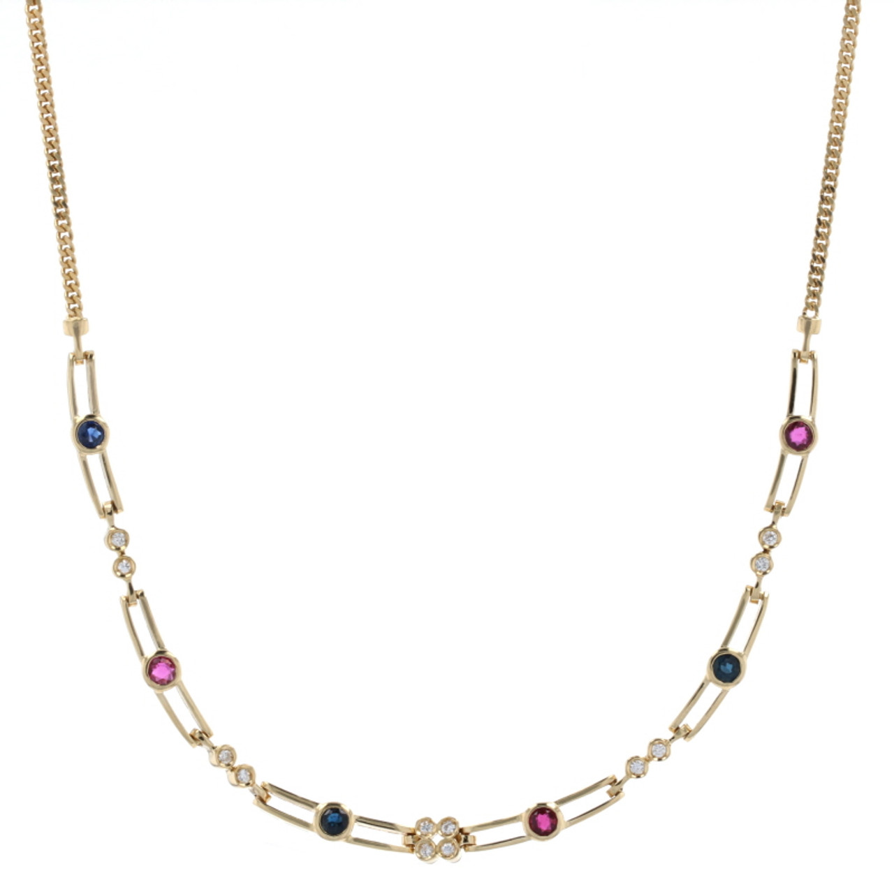 Cartier Sapphire, Ruby, & Diamond Necklace 15 1/4