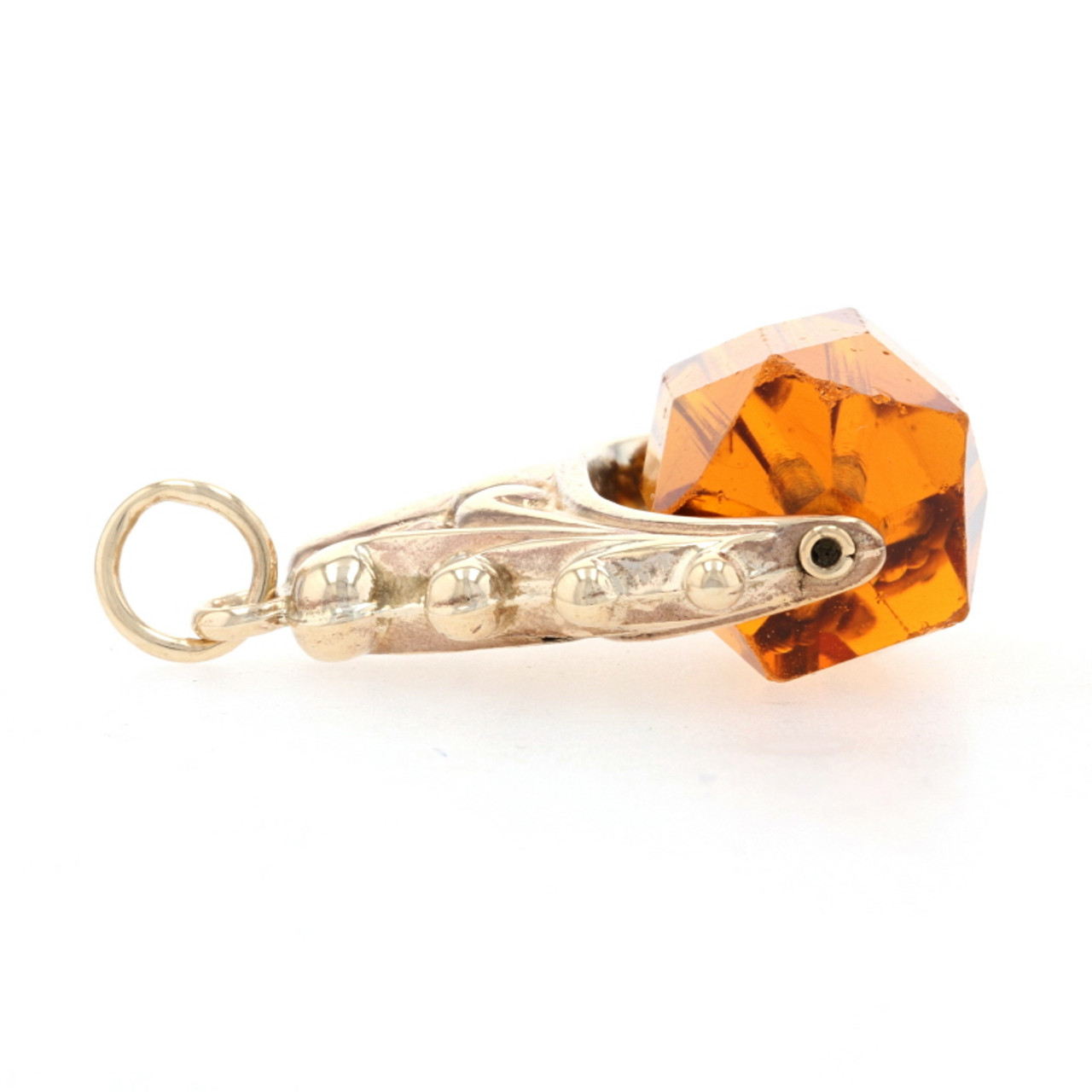 Yellow Gold Simulated Citrine Vintage Fob Pendant - 9k Solitaire