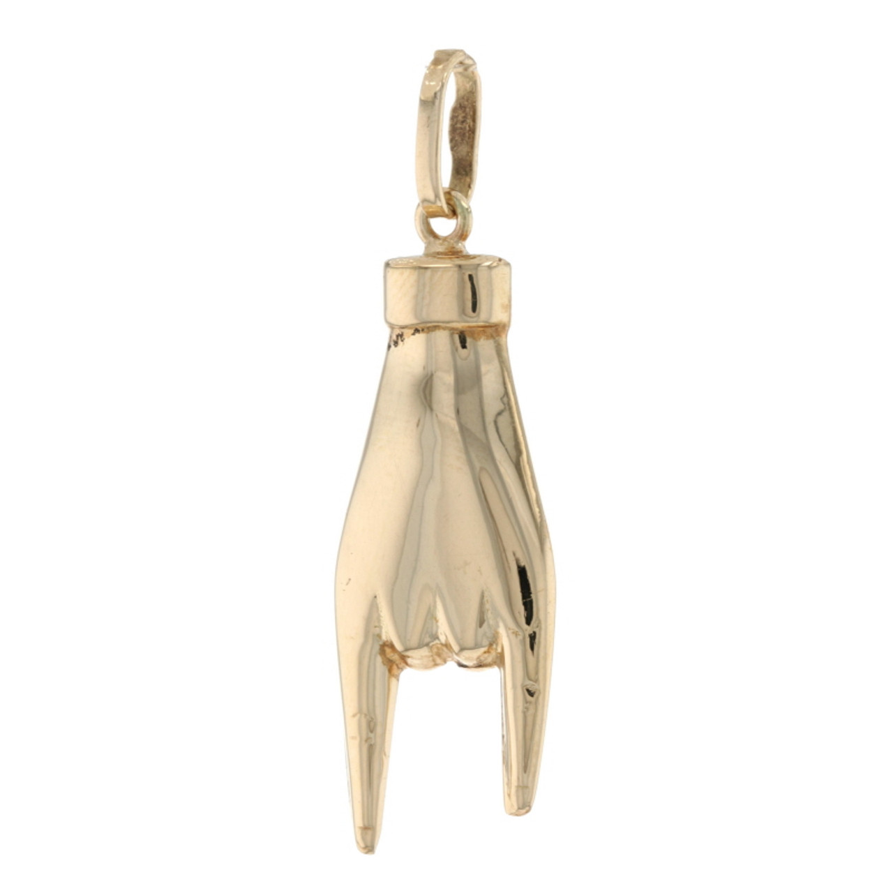 Yellow Gold Rock 'n' Roll Pendant - 14K Rock On Sign Language Charm