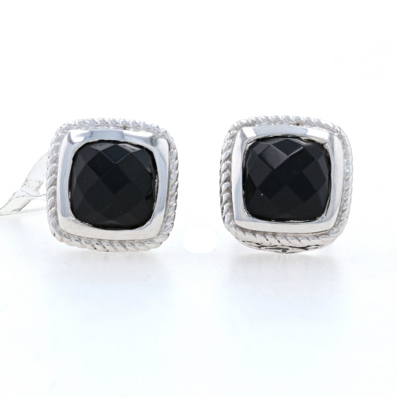 Andrea Candela Mini Alhambra Onyx Stud Earrings - Sterling 925