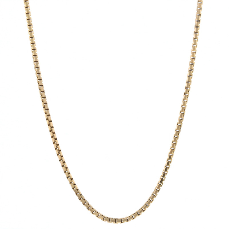 Yellow Gold Box Chain Necklace 18