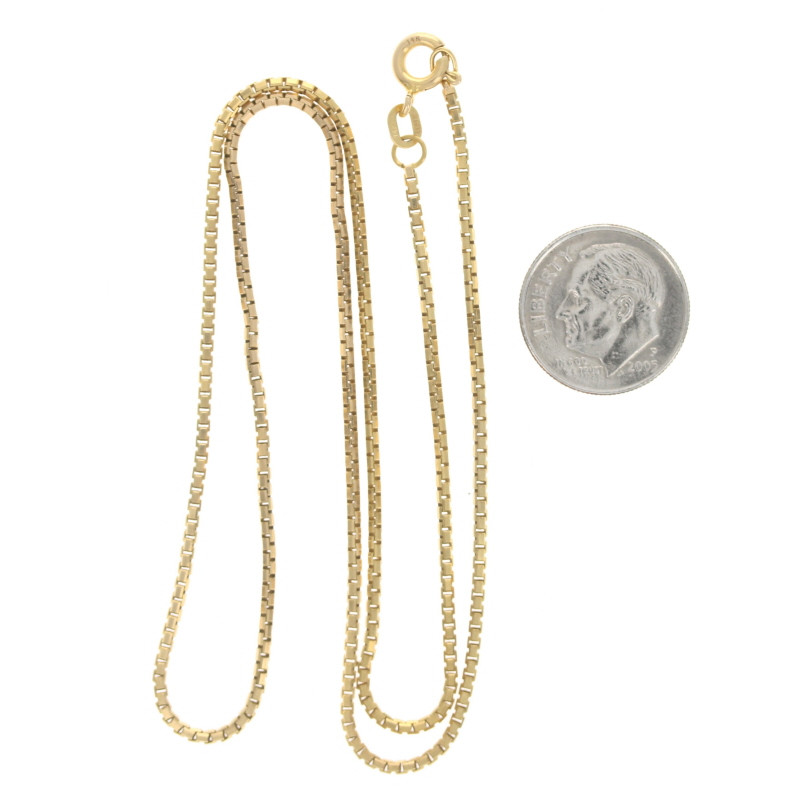Yellow Gold Box Chain Necklace 18