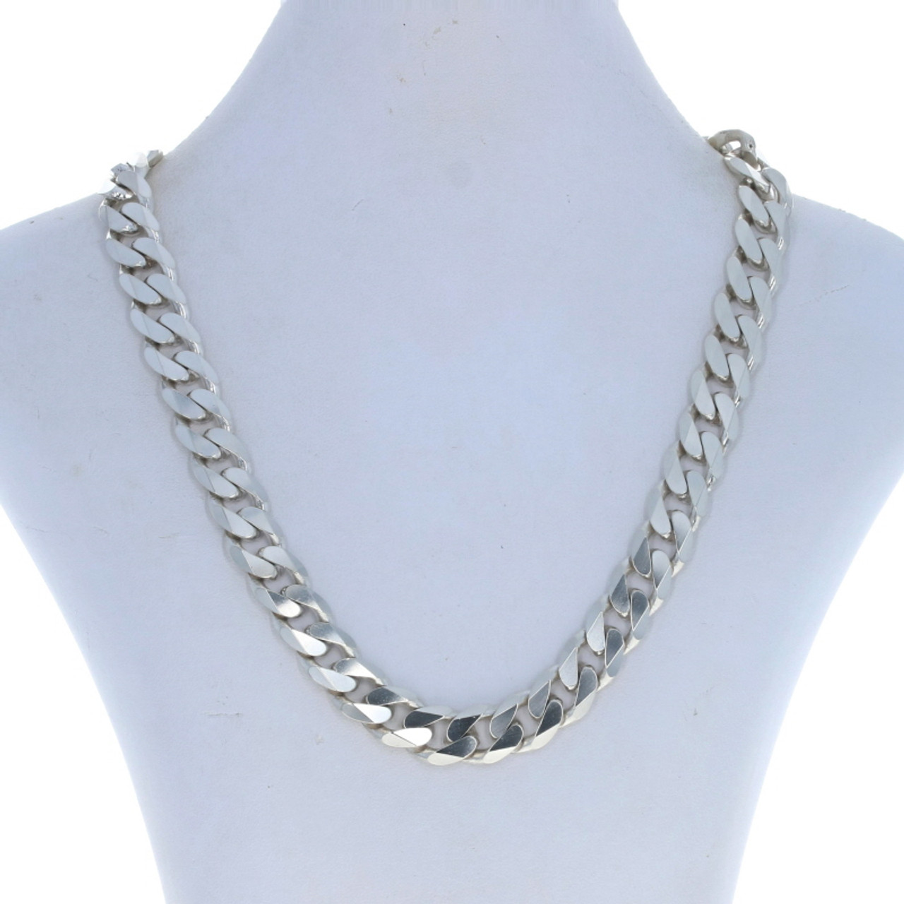 4mm Diamond Curb Chain Necklace Silver Stainless... - Depop