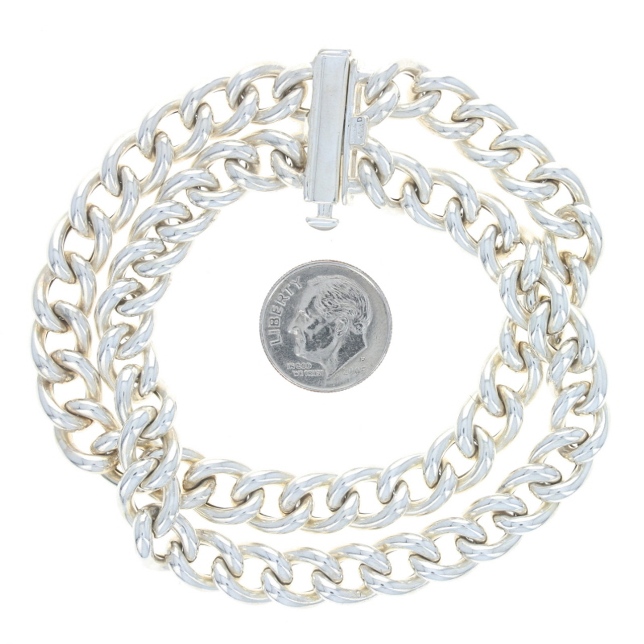 Italian Sterling Silver Polished Cuban Chain Bracelet
