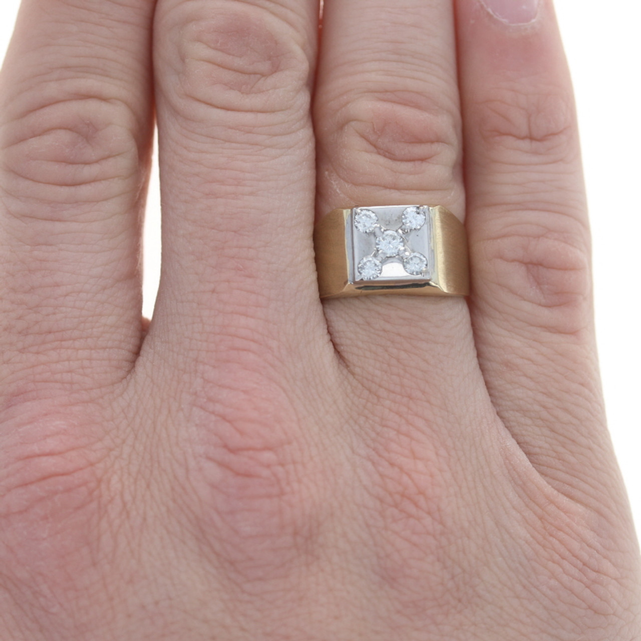 14k Gold Diamond Dice Ring 1/4 ctw