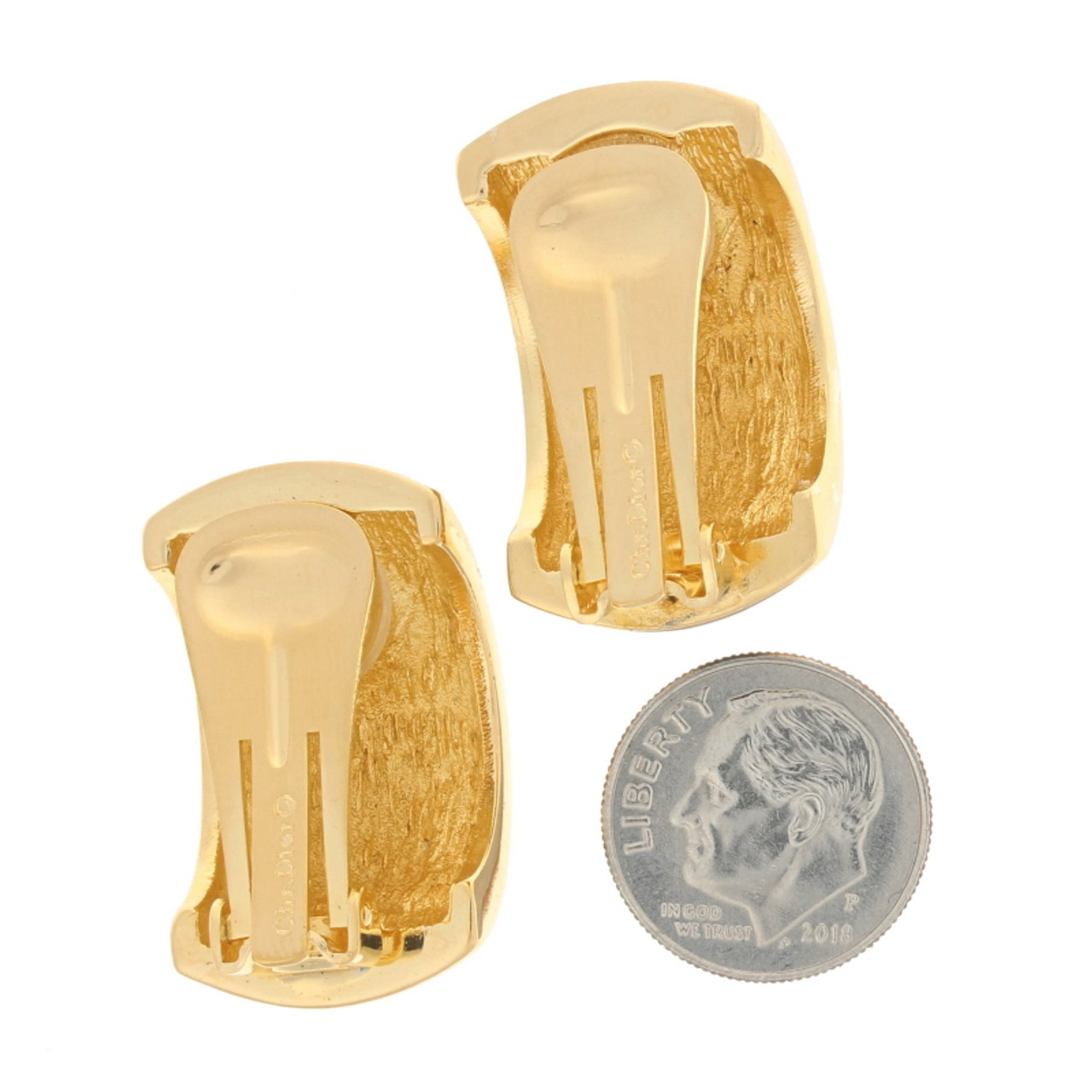 Dior Enamel Gold Tone Dangle Earrings - 2 Pieces