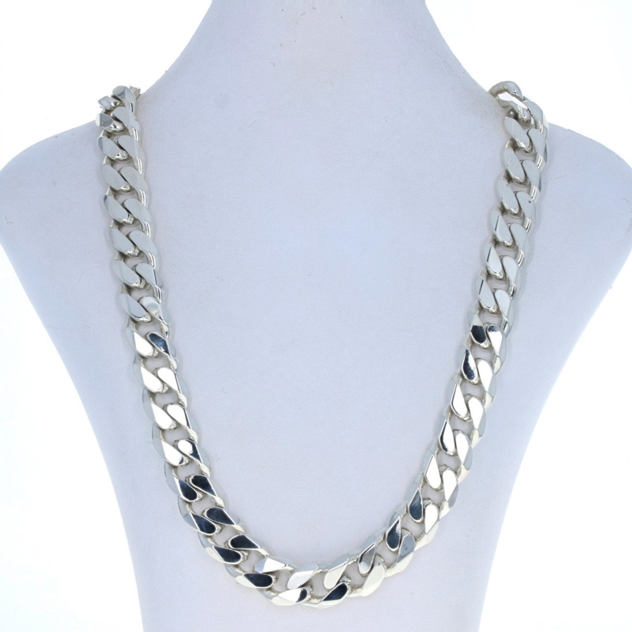 Sterling Silver Diamond Cut Curb Chain Men's Necklace 21 1/2