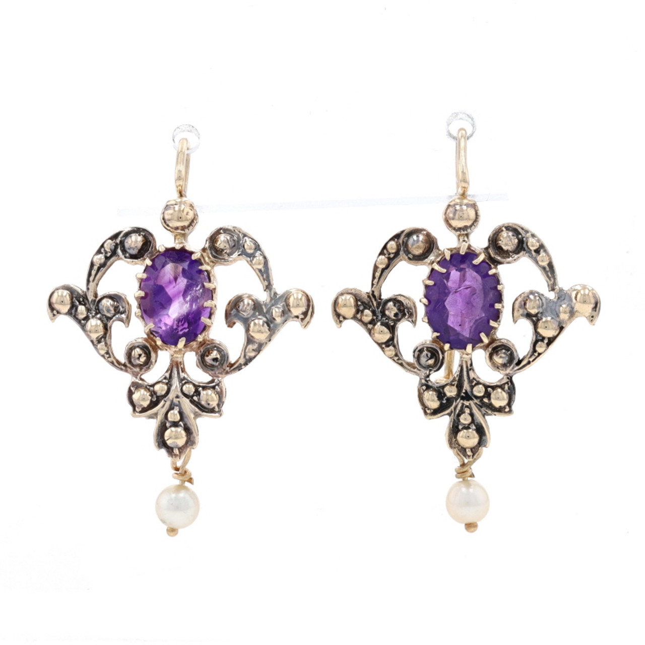 Galactical Amethyst Baroque Pearl and Champagne Diamond Drop Earrings –  Stephen Dweck Jewelry