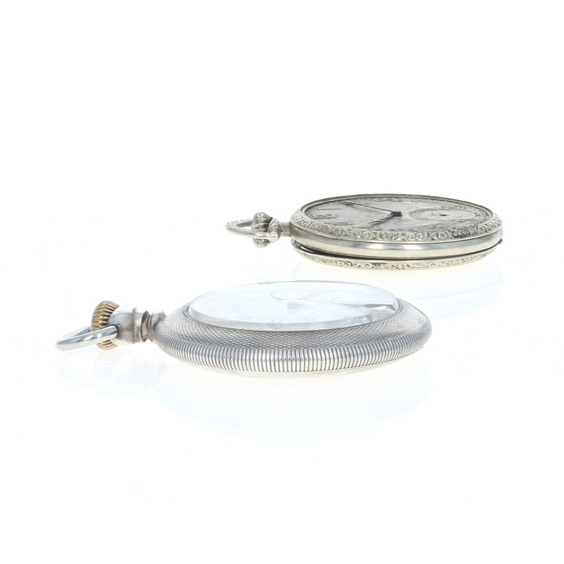 Elgin Set of 2 Antique Open Face Pocket Watches 1897 1923 7j As Is