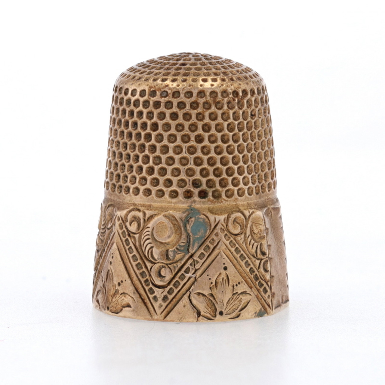 Sewing Thimble Token, Aged Brass - vases