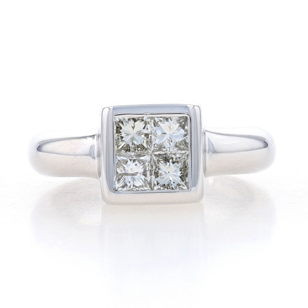 Diagonally Set Princess Cut 14kt White Gold and Diamond Engagement Ring by  ArtCarved