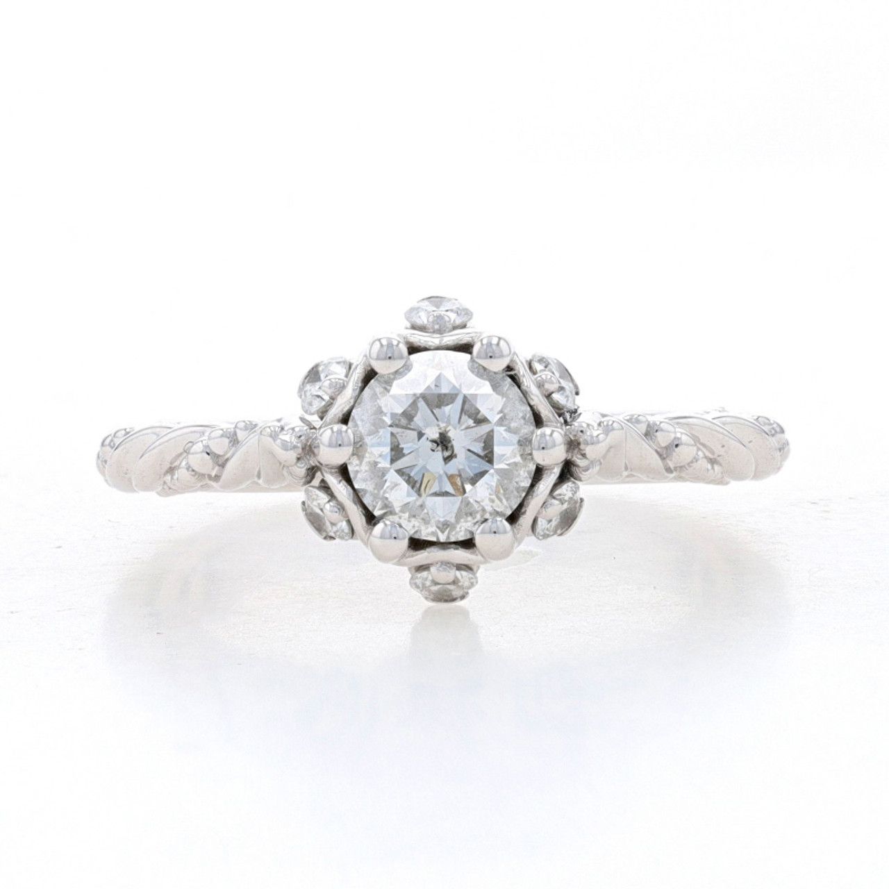 White Gold Diamond Engagement Ring - 14k Round Brilliant 1.03ctw