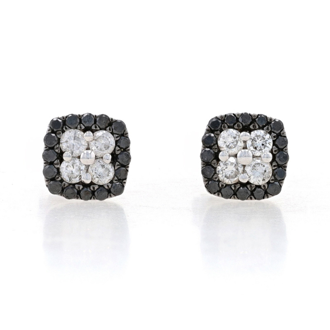 18K White Gold Cushion Illusion Diamond Cluster Stud Earrings – Ferro  Jewelers