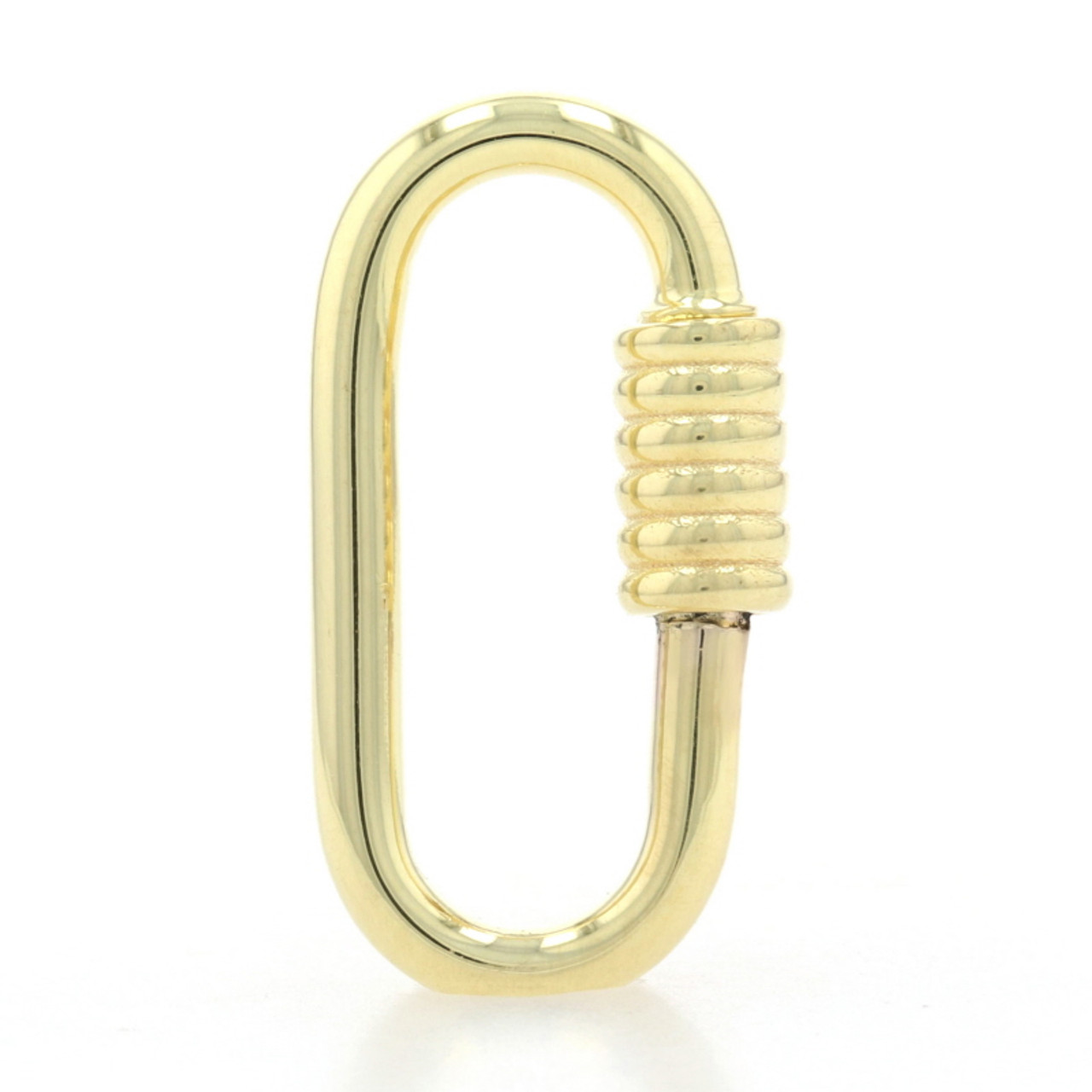 Yellow Gold Carabiner Lock Pendant - 14k Ribbed Clasp Opens Italy