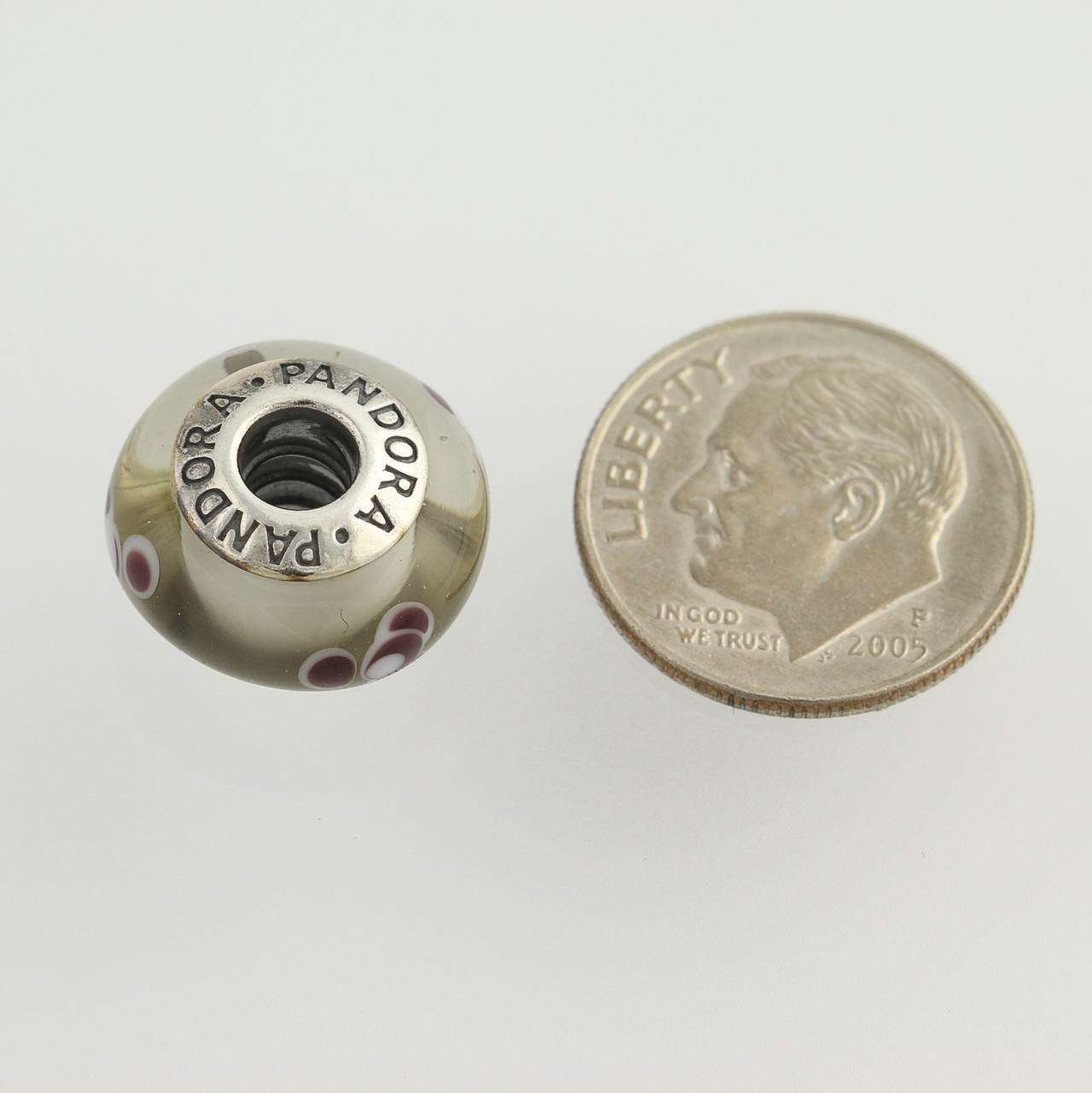 New Pandora Bead Charm 790642 Grey Flowers for You Murano