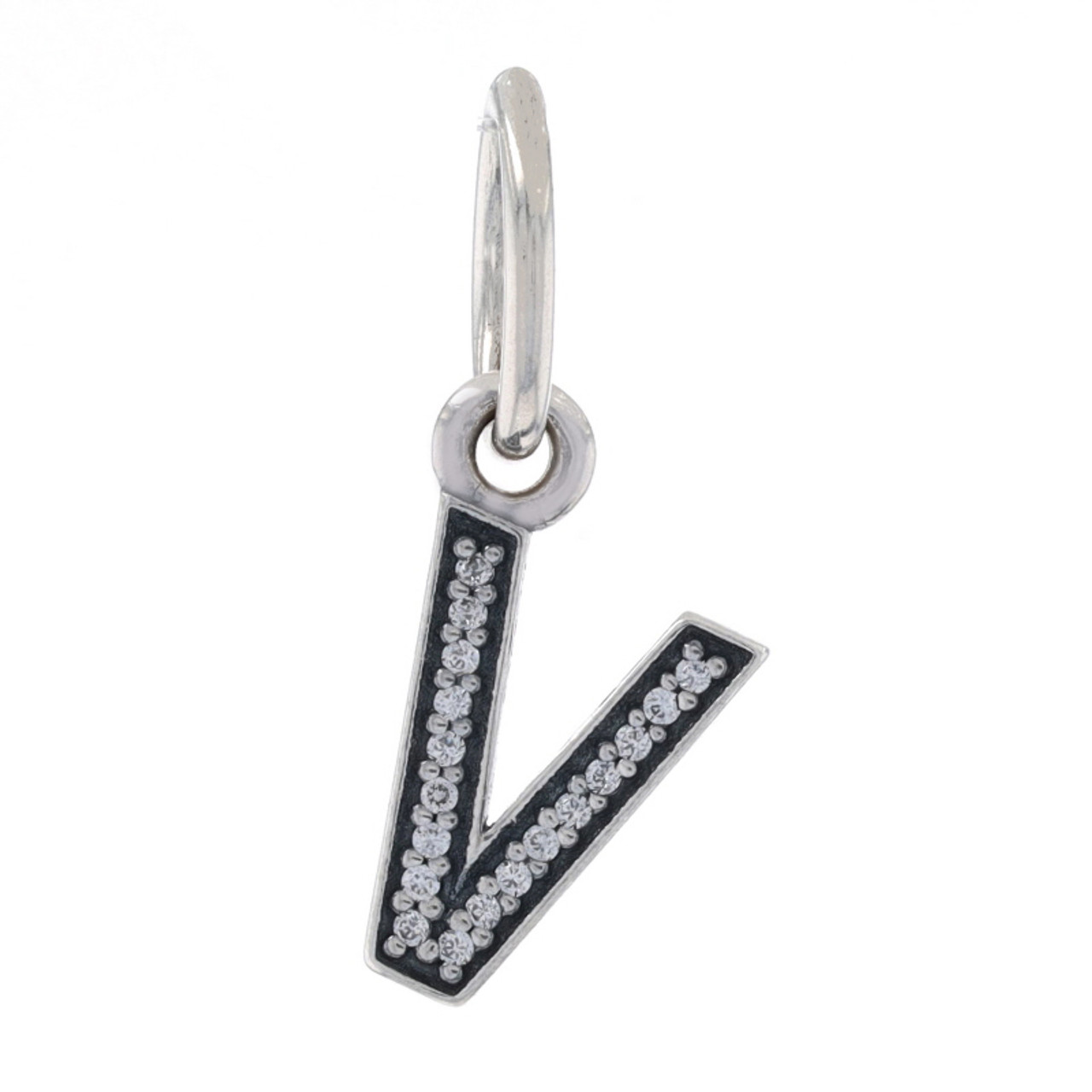 Elsa Peretti™ Alphabet Letter V Pendant in Silver with Diamonds