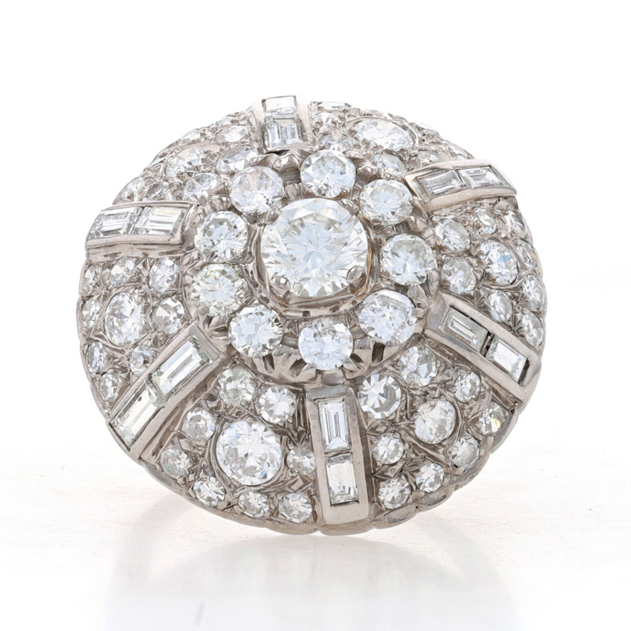 Estate Art Deco Style Platinum Diamond Cocktail Ring – Opulent Jewelers