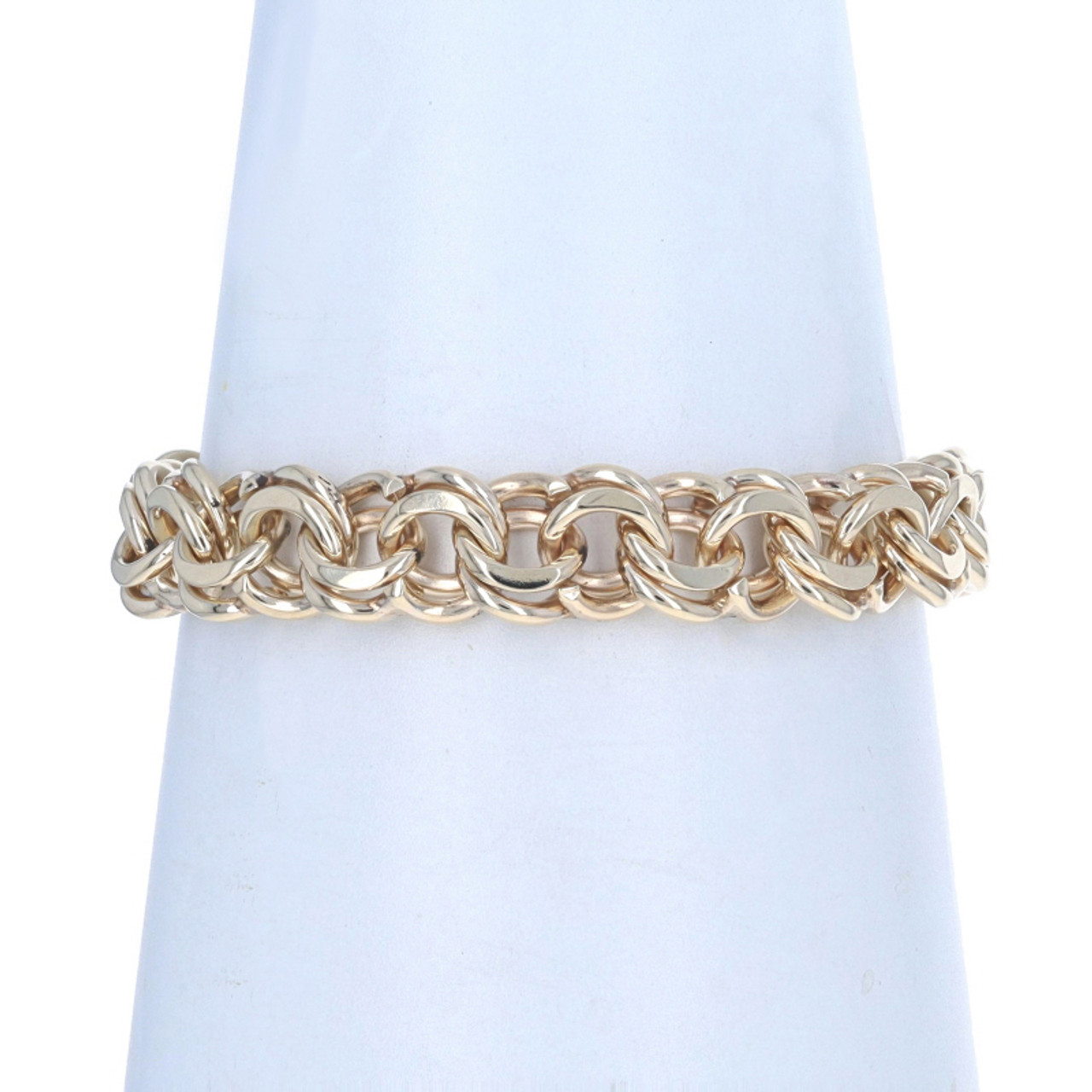 14K Yellow Gold Diamond Curb Chain Bracelet