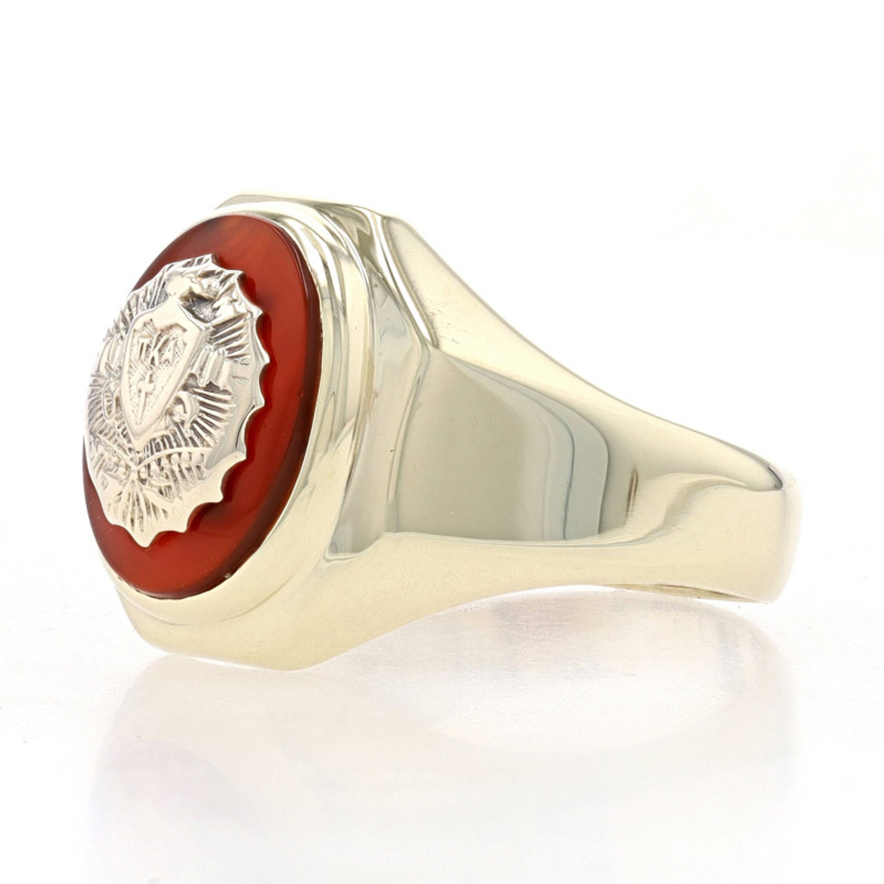 Yellow Gold Pi Kappa Alpha Crest Men's Ring - 10K Carnelian Fraternity