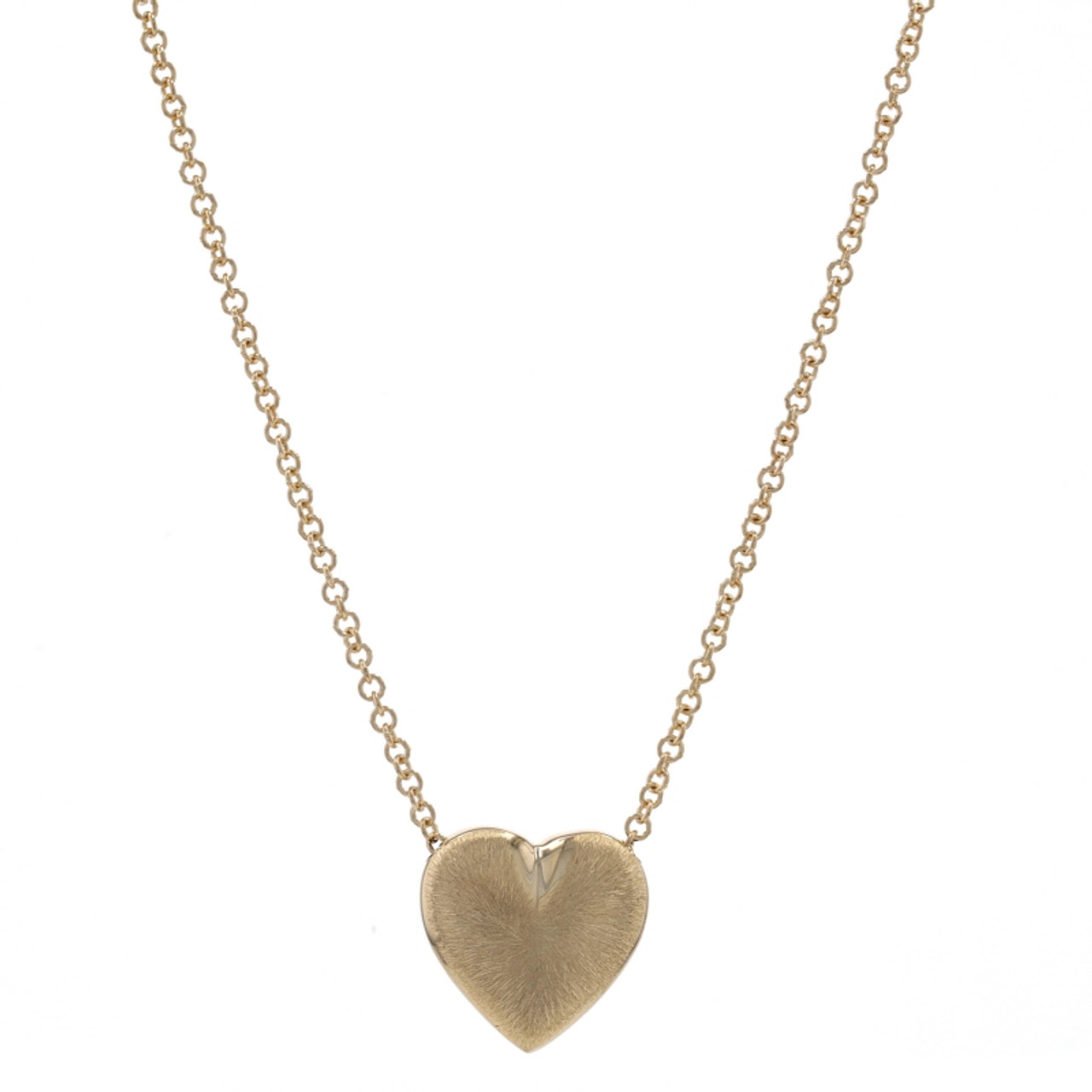 Diamond Heart Pendant Toggle Clasp Necklace - 14K Yellow Gold