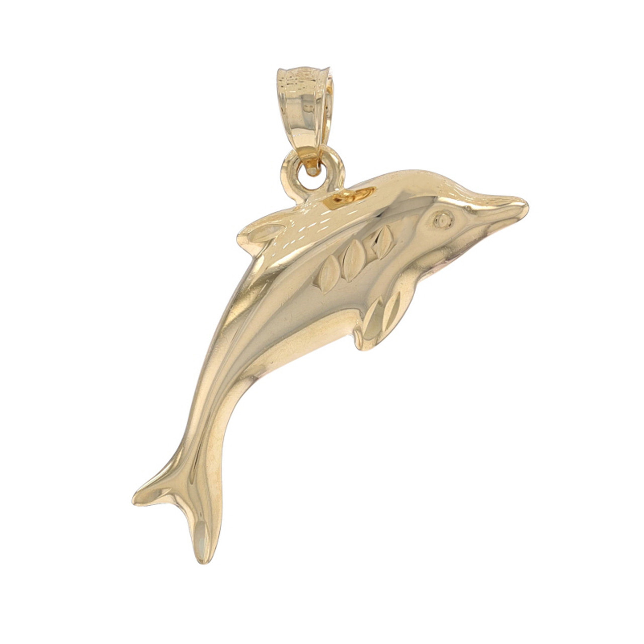 Yellow Gold Dolphin Pendant - 14k Ocean Life