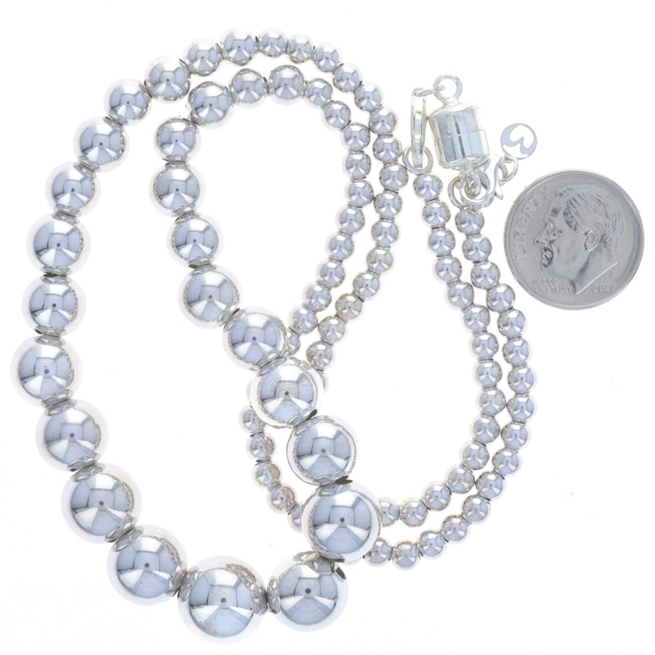 Genuine Pearl Necklace with Crystal Ball Magnetic Clasp
