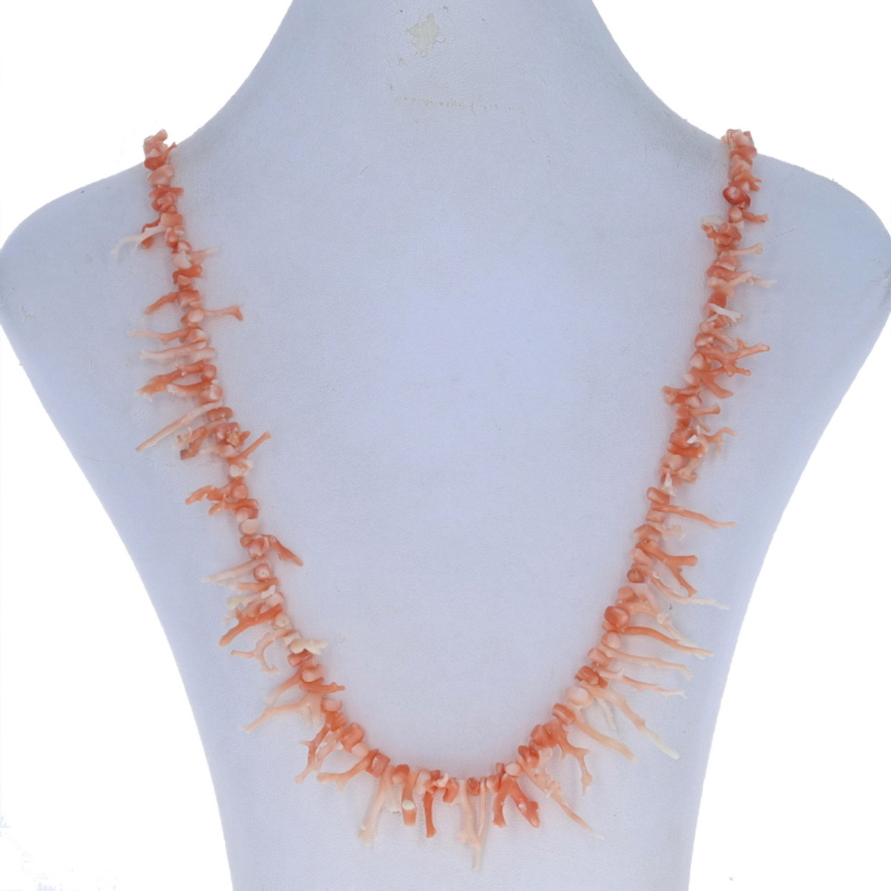 White Gold Branch Coral Graduated Strand Necklace 25 - 14k Beach