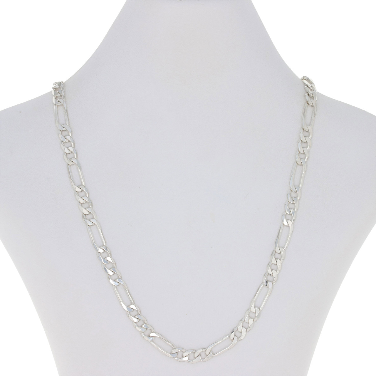 Sterling Silver Figaro Chain Men's Necklace 27 3/4