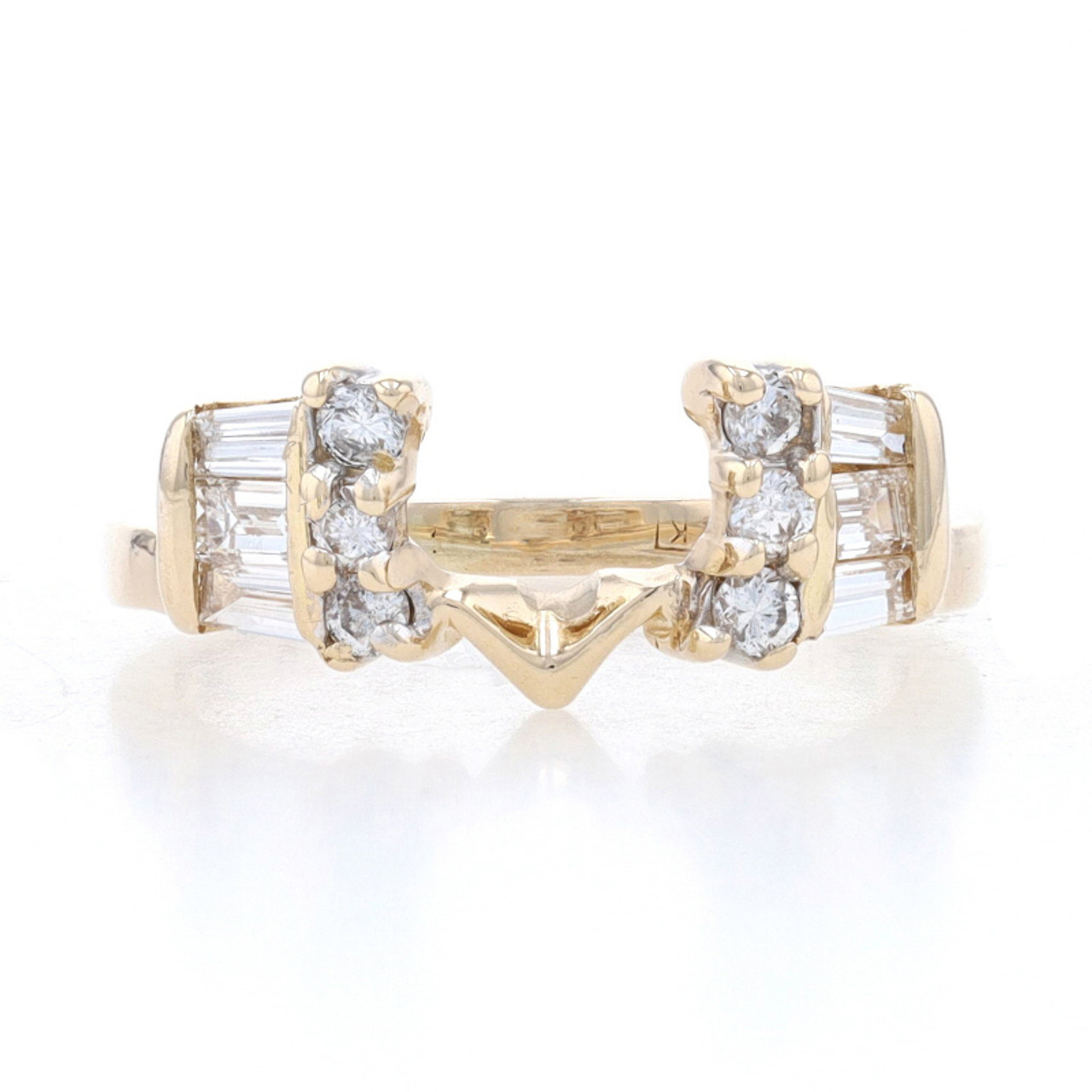 14k White, Yellow, Rose Gold or Platinum 1 ct tw Baguette and Round Diamond  Starburst Ring Guard