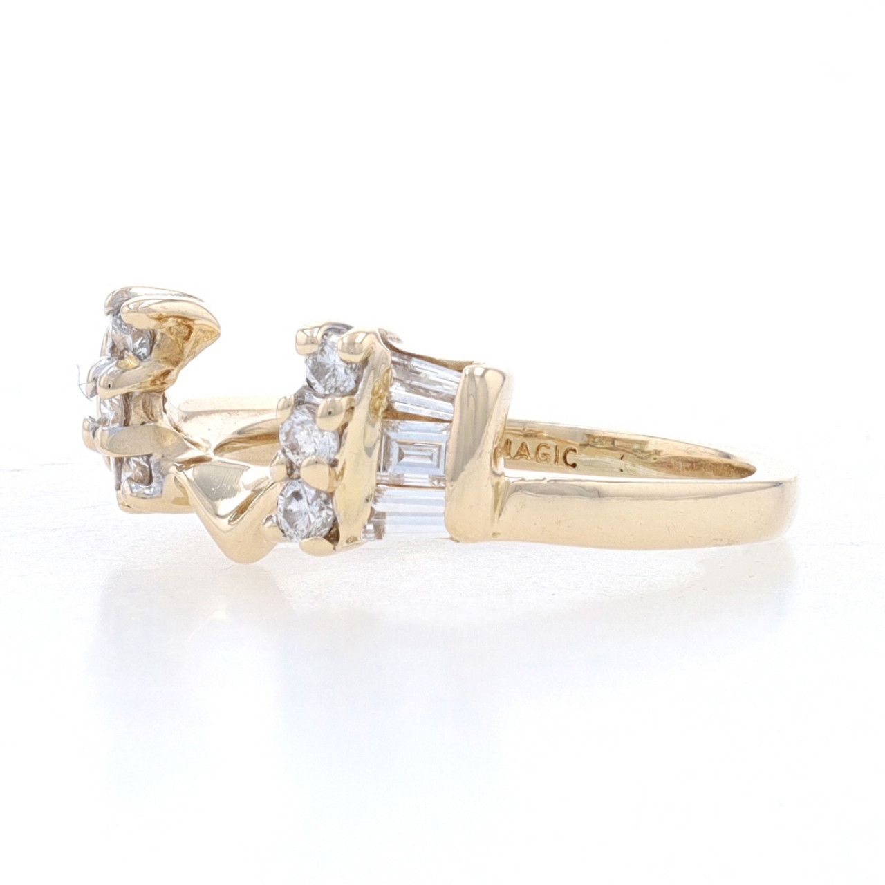 14k White, Yellow, Rose Gold or Platinum 1 ct tw Baguette and Round Diamond  Starburst Ring Guard