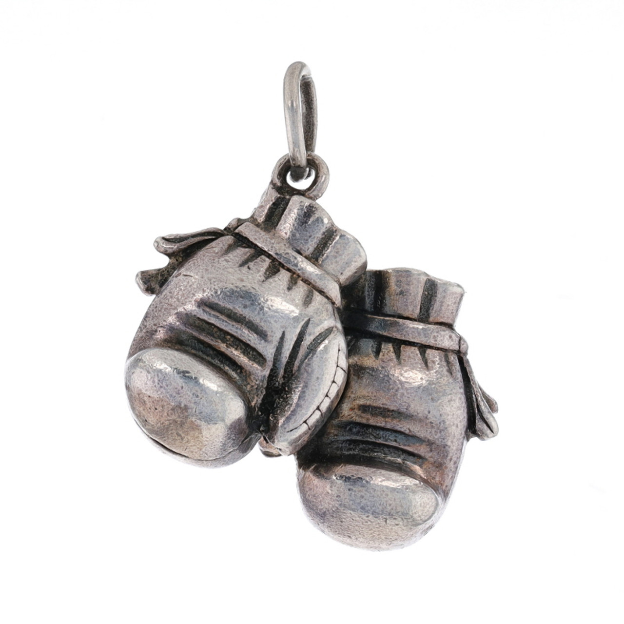 Silver Vintage Boxing Gloves Charm - 800 Sports Fight Night