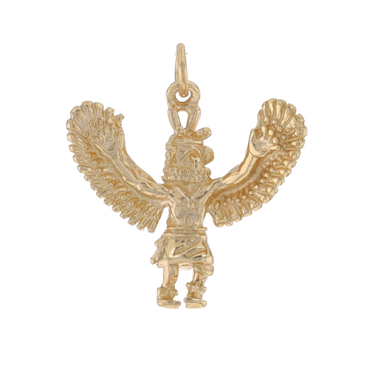 Yellow Gold Native American Eagle Dancer Charm - 14k Kachina