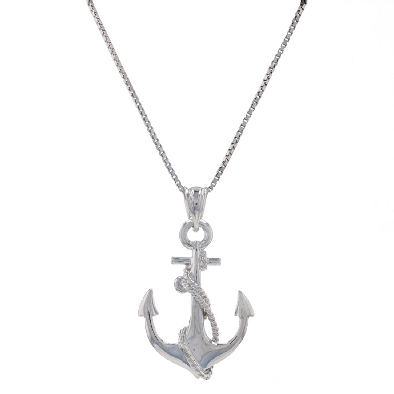 Sterling Silver Nautical Anchor Pendant Necklace 925 Sailing