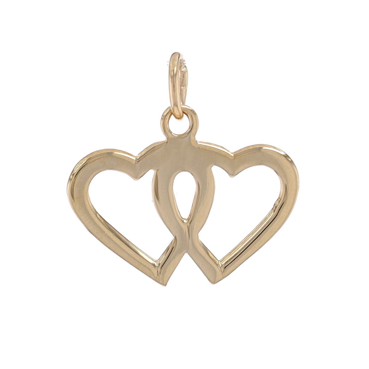 Double Heart Charm 14K Yellow Gold