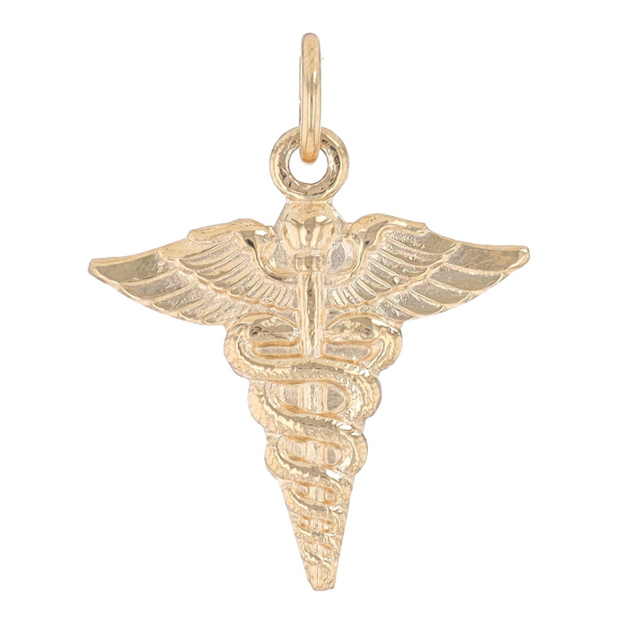 Yellow Gold Caduceus Charm - 14k Health Care Medical Professional