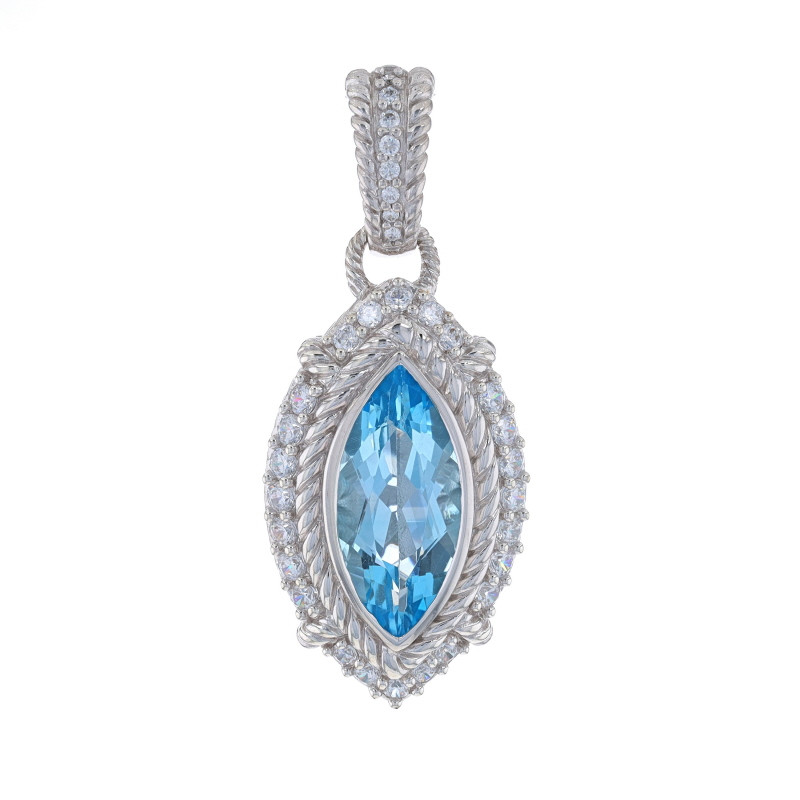 Judith Ripka Blue Topaz & Cubic Zirconia Halo Enhancer Pendant