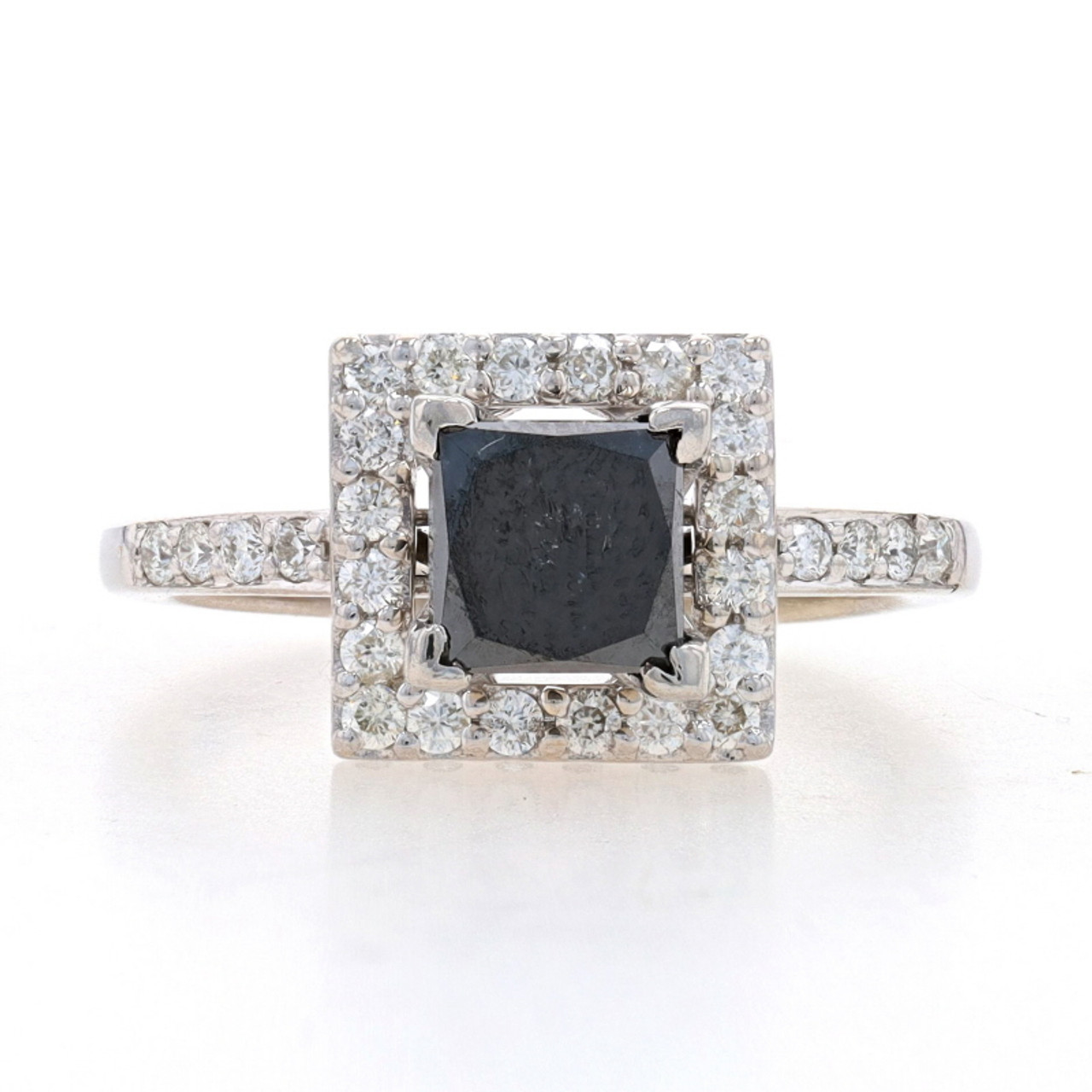 Square Salt and Pepper Black Diamond Engagement Ring with a low bezel –  Shirlee Grund Jewelry