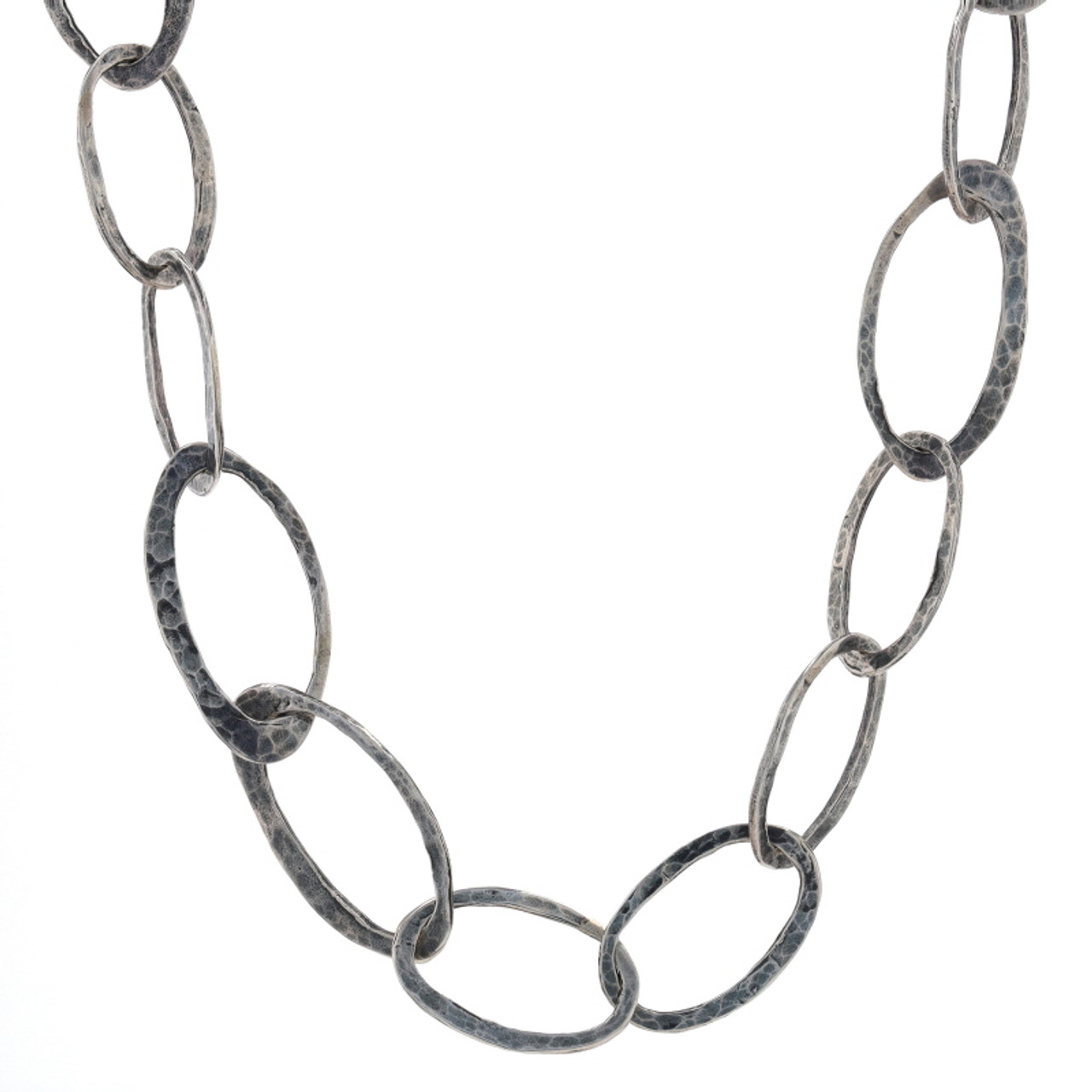 Silpada Oval Hammered Link Necklace - Sterling Silver 925