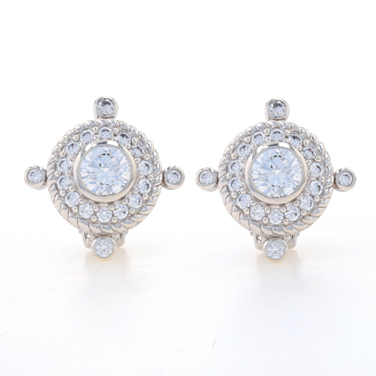 Judith Ripka Estate Blue Corundum, White Sapphire & Sterling Silver Drop  Earrings | Lyst