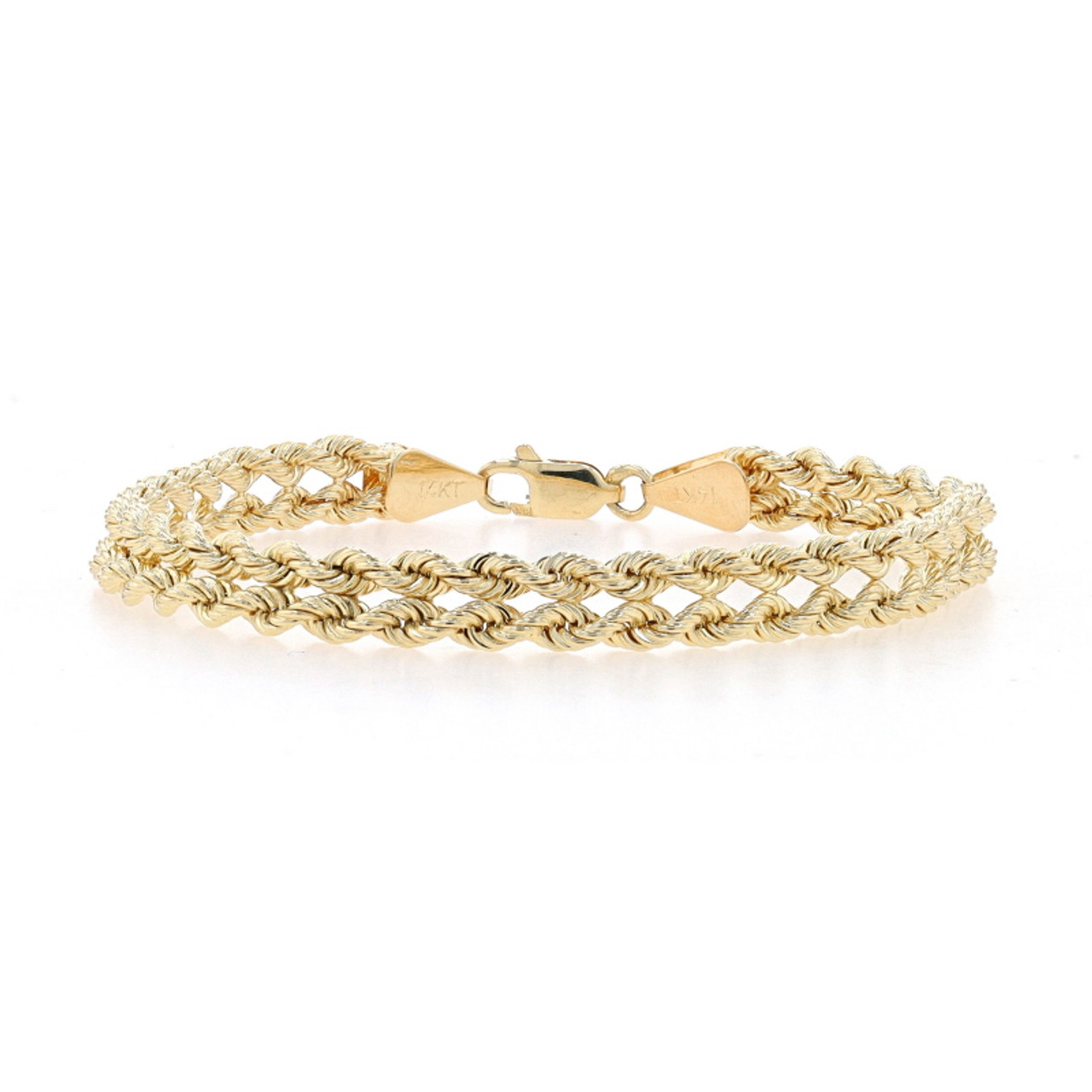 Double Link Bracelet 14K Yellow Gold 7 Length