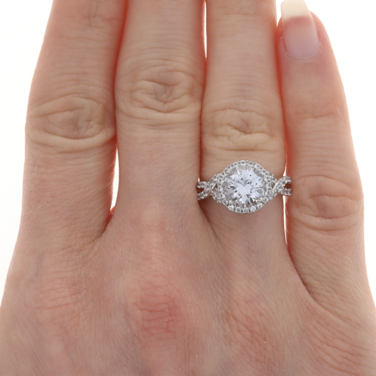 Lab created white sapphire white sales gold engagement rings