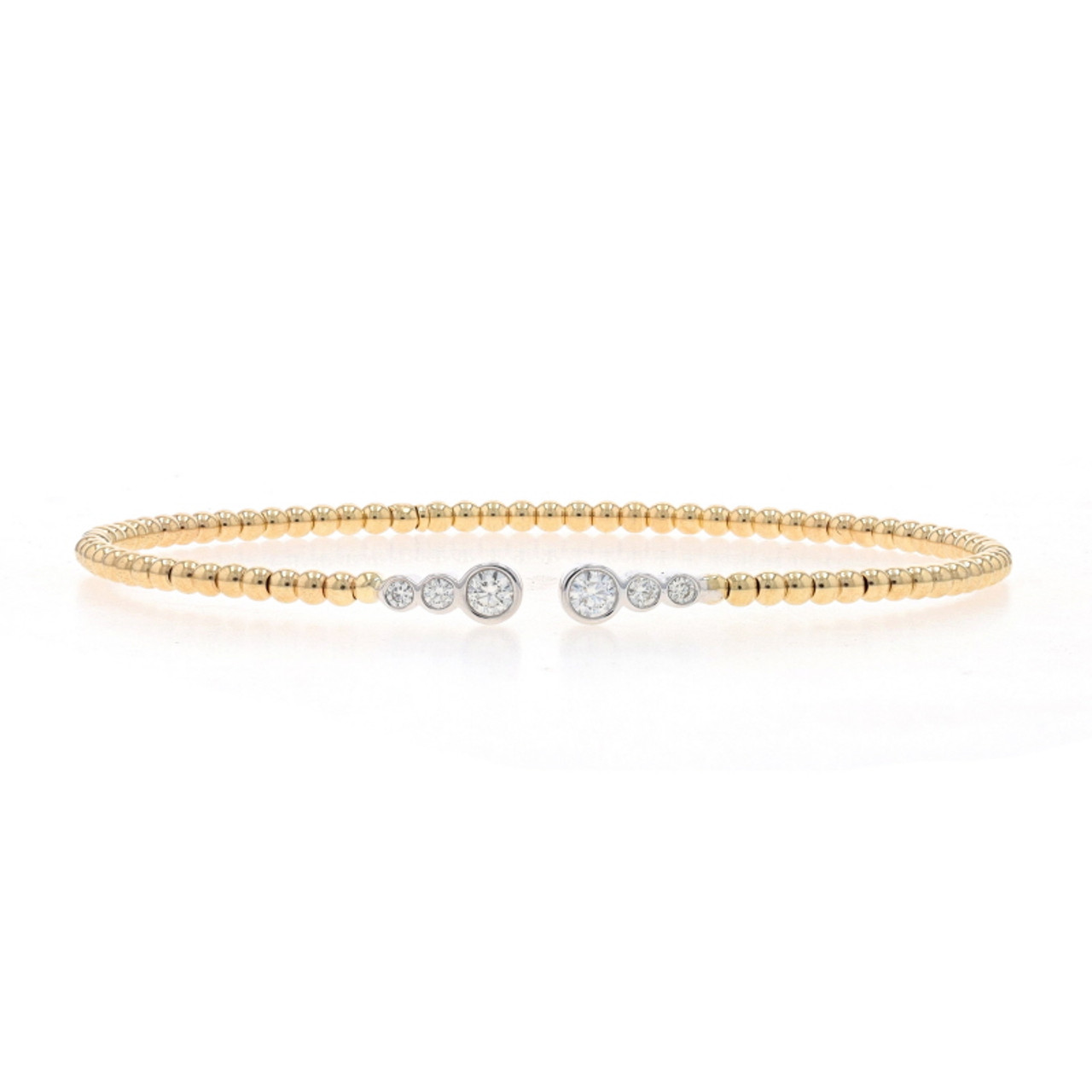 Yellow Gold Diamond Negative Space Flex Bangle Bracelet 6 1/4
