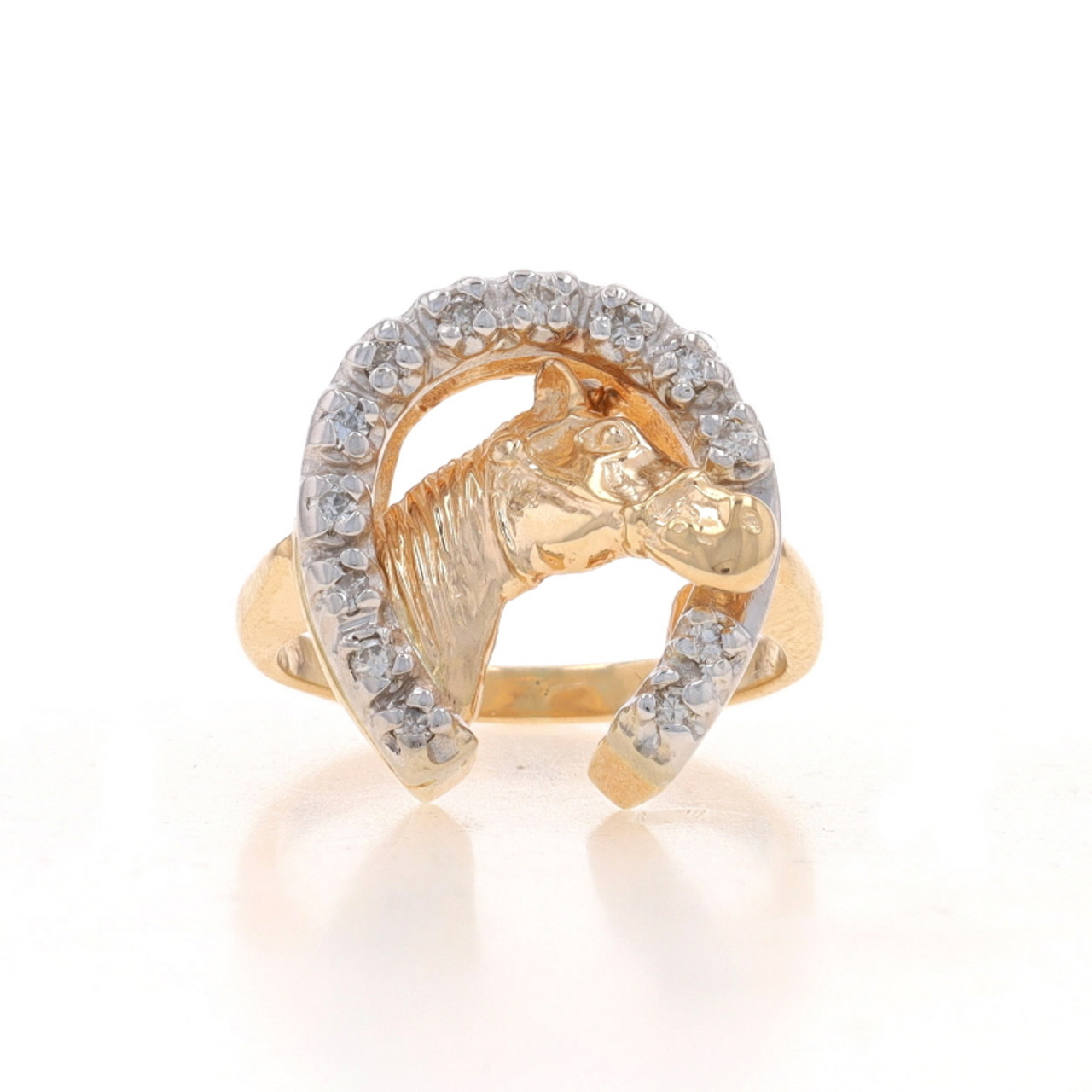 Large Equestrian Diamond Horse Ring Mens Unisex 14k Yellow Gold Vintag –  The Jewelry Gallery of Oyster Bay