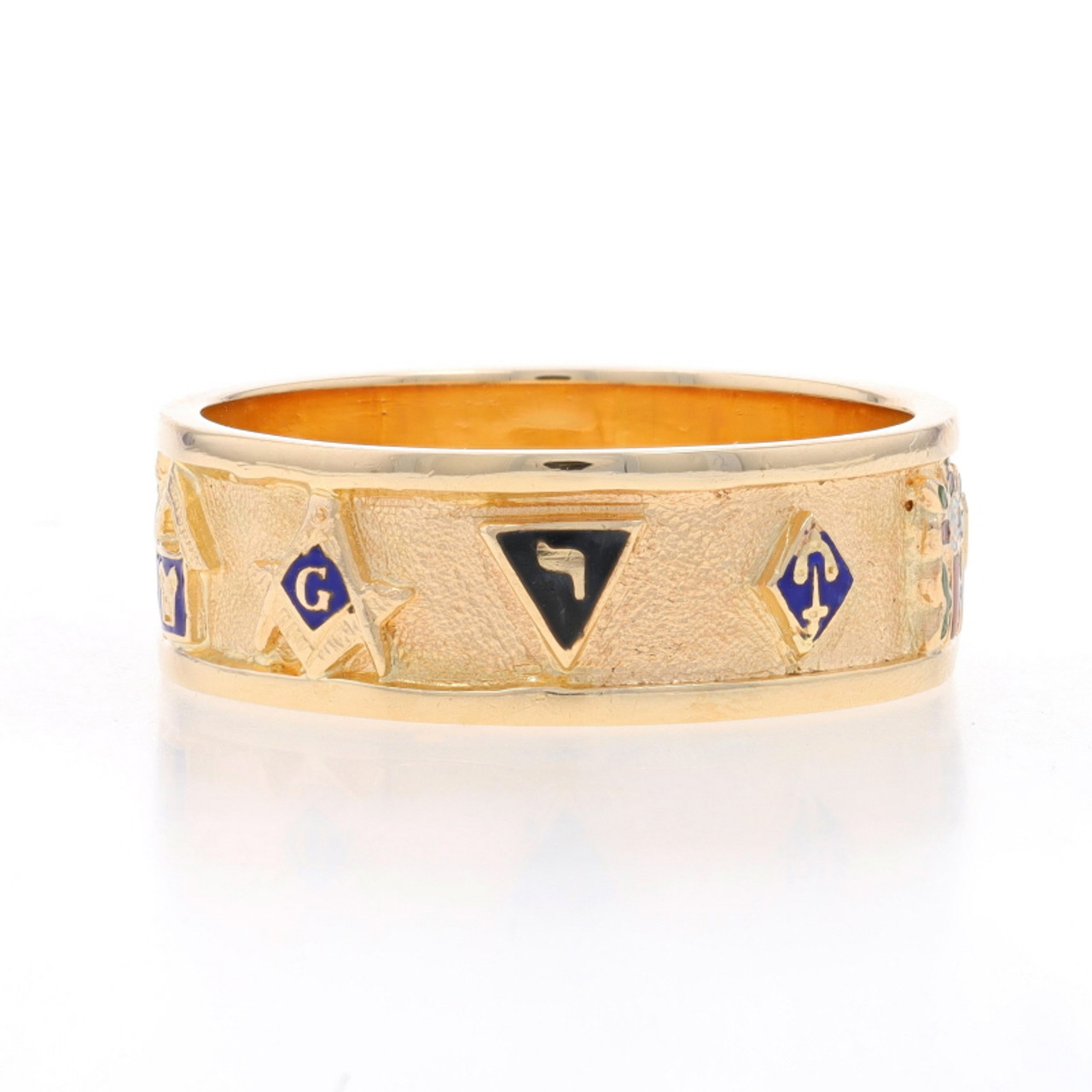 Men's Black Agate Masonic Lodge Freemason Ring Stainless Steel Yellow Gold  Plated
