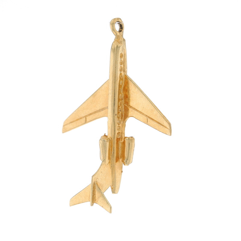Yellow Gold Airplane Charm - 14k Travel Gift Pilot Flight