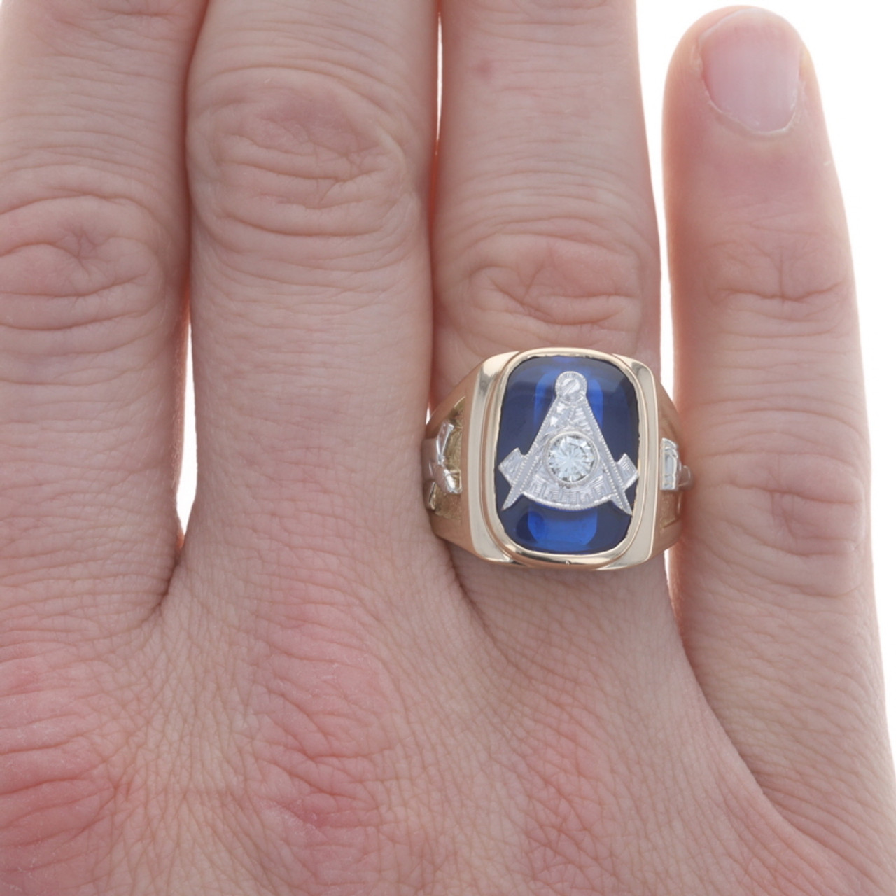 0.17ctw Diamond Masonic Ring 10k-14k Gold Blue Lodge Square Compass Si –  Jewelryauthority