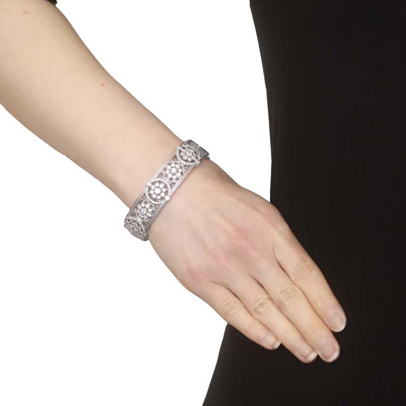 Judith Ripka Cubic Zirconia Hinged Cuff Bracelet 7